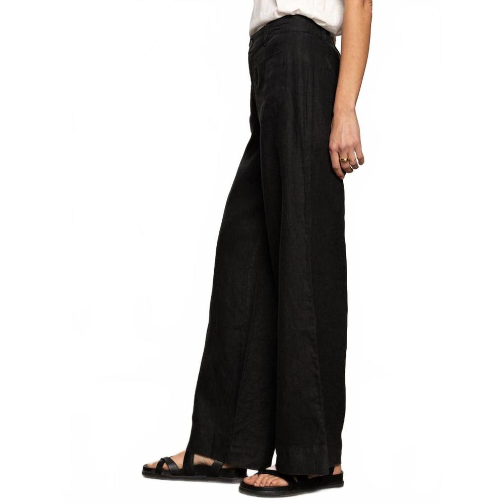 NEW SANCTUARY the linen marine wide leg pant in black - Picture 3 of 6